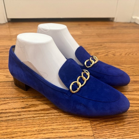 Brunate Women’s Italian Suede Loafers size 8 Royal Blue Preppy - Picture 1 of 7